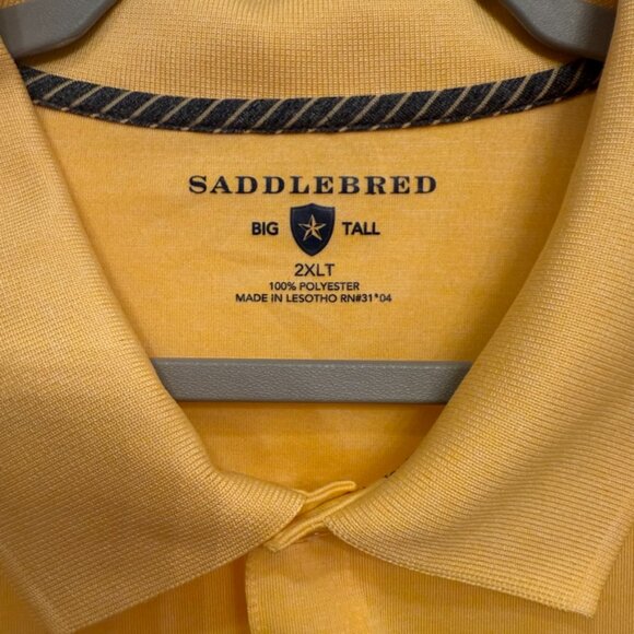 Saddlebred 2XLT Big & Tall Polo Shirt Men's Yellow Short Sleeve Cotton Blend - Picture 2 of 4
